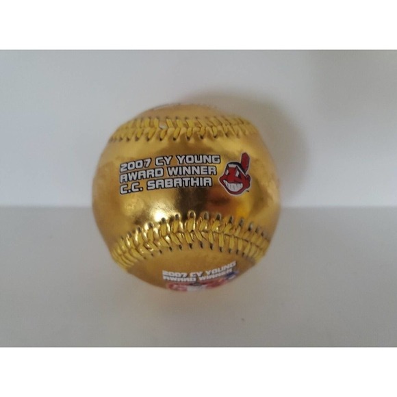 Cleveland Indians C.C. Sabathia 2007 Gold Cy Young collectible ball. Mint! - Picture 1 of 4